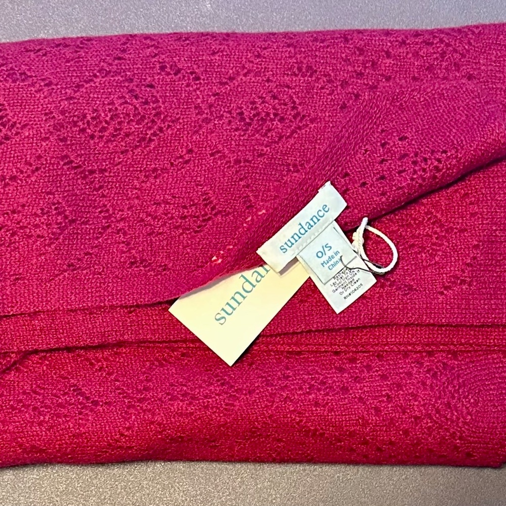 NEW Sundance Living Catalog  “Essence Of Air” Shawl Cashmere Scarf Wrap, red - Picture 5 of 5